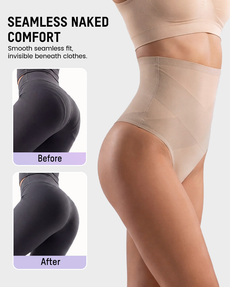 High Waist Mesh Tummy Control Thongs 3-Pack - FirmaControl