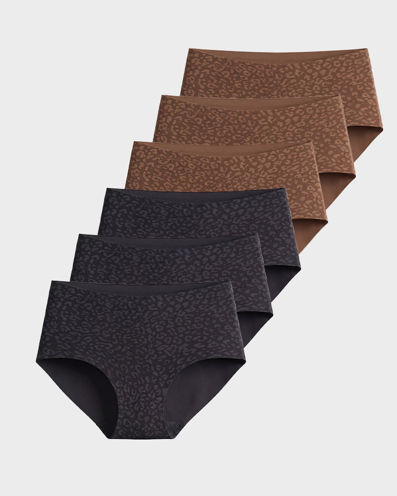 High-Waist Seamless Leopard Tummy Control Briefs 6-Pack - FirmaControl