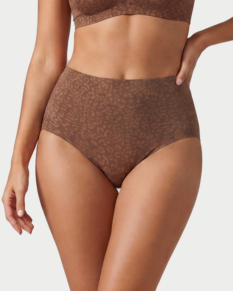 High-Waist Seamless Leopard Tummy Control Briefs 6-Pack - FirmaControl