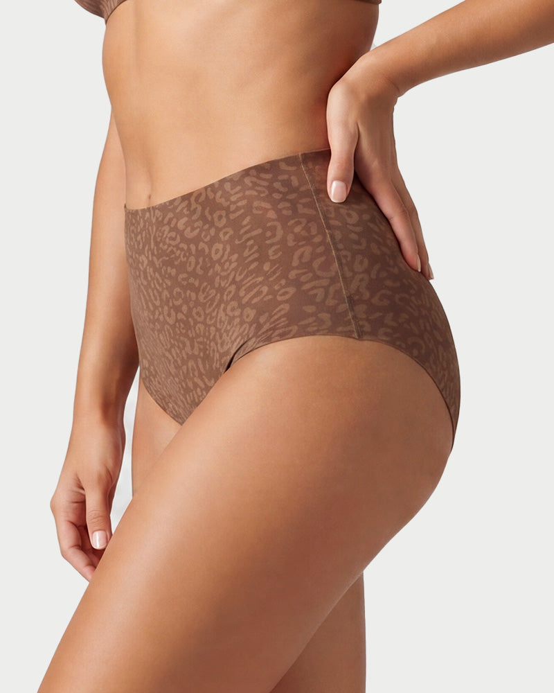High-Waist Seamless Leopard Tummy Control Briefs 6-Pack - FirmaControl