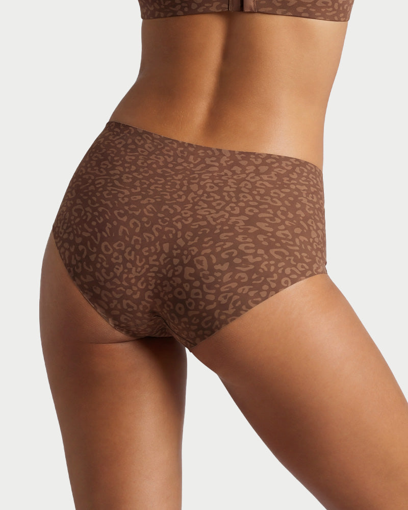 High-Waist Seamless Leopard Tummy Control Briefs 6-Pack - FirmaControl