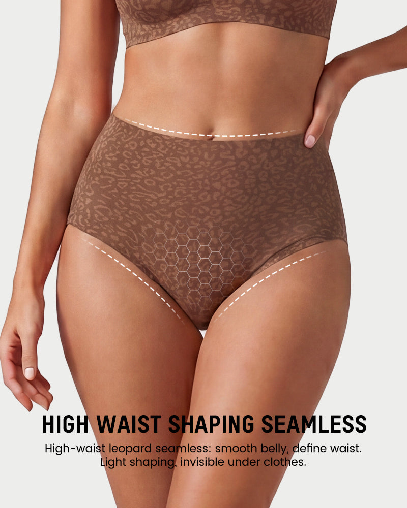 High-Waist Seamless Leopard Tummy Control Briefs 6-Pack - FirmaControl