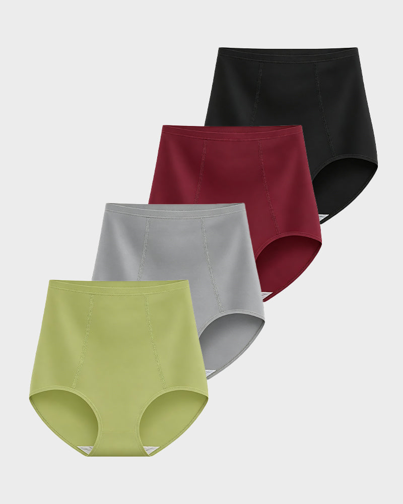 High-Waist Tummy Control Cotton Briefs 4-Pack - FirmaControl
