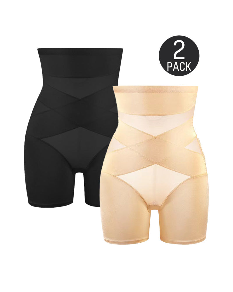 High-Waist Cross Compression Mid-Thigh Shaping Shorts 2-Pack - FirmaControl