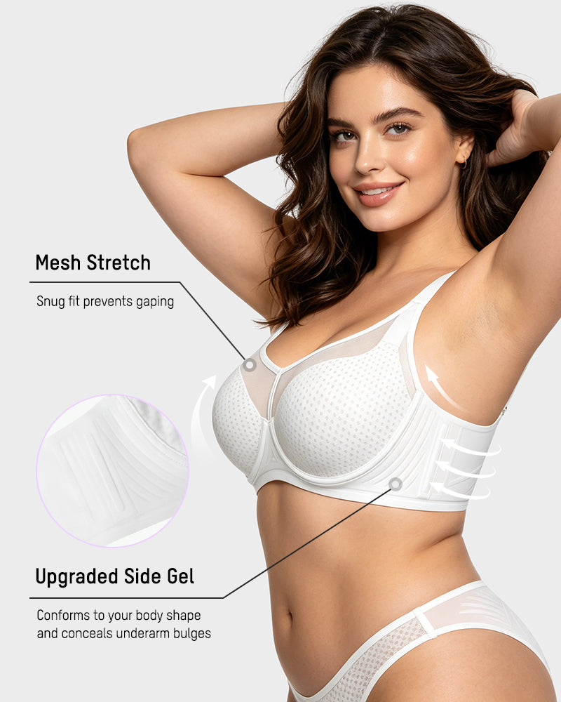 Honeycomb Mesh Underwire Minimizer Bra - FirmaBreeze