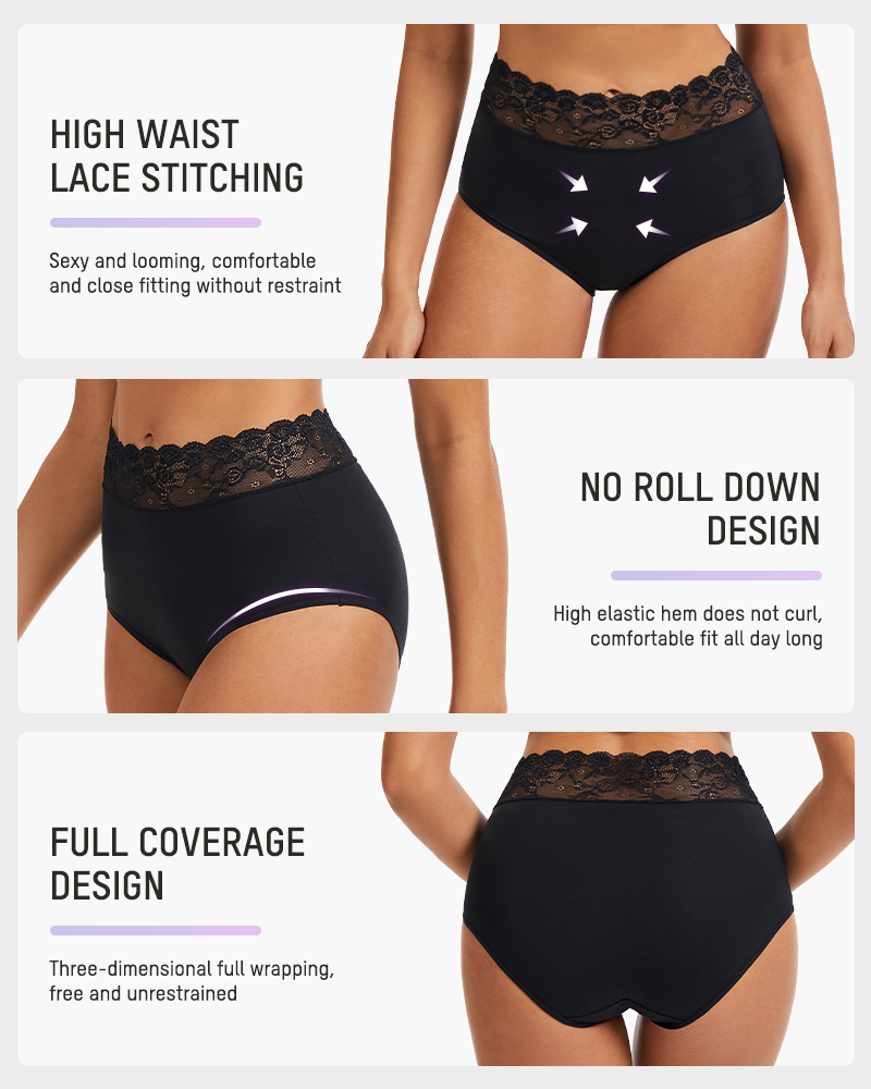 Lace Trim Cotton Hipster Knickers 5-Pack - FirmaLace