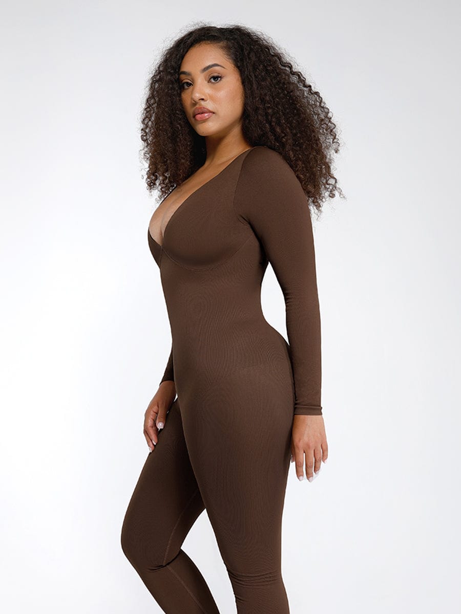 Deep-V Tummy Control Shaping Catsuit - FirmaSculpt