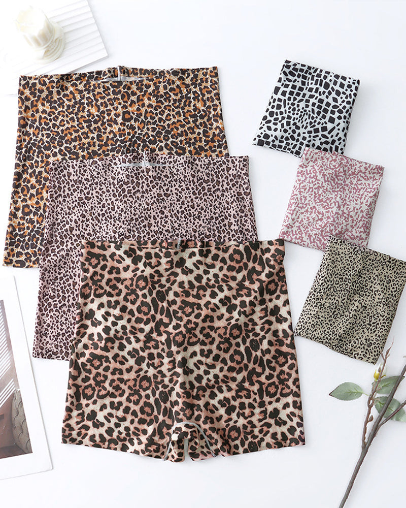 Mid-Rise Ice Silk Leopard Print Knickers 6-Pack - FirmaSoft
