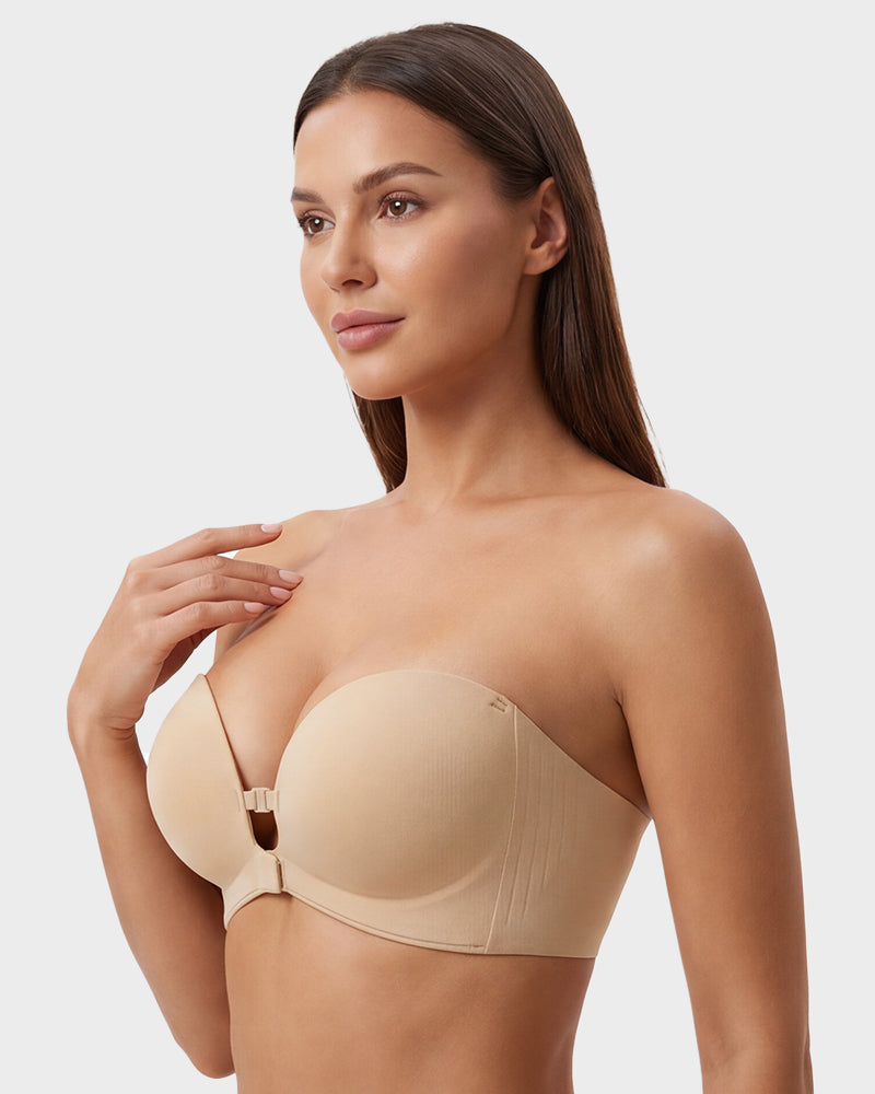 No-Slip Front Closure Strapless Push-Up Bra - FirmStay