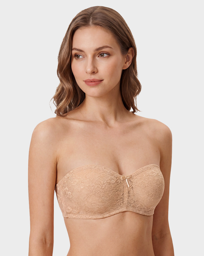 No-Slip Strapless Lace Push-Up Bra - FirmaHold