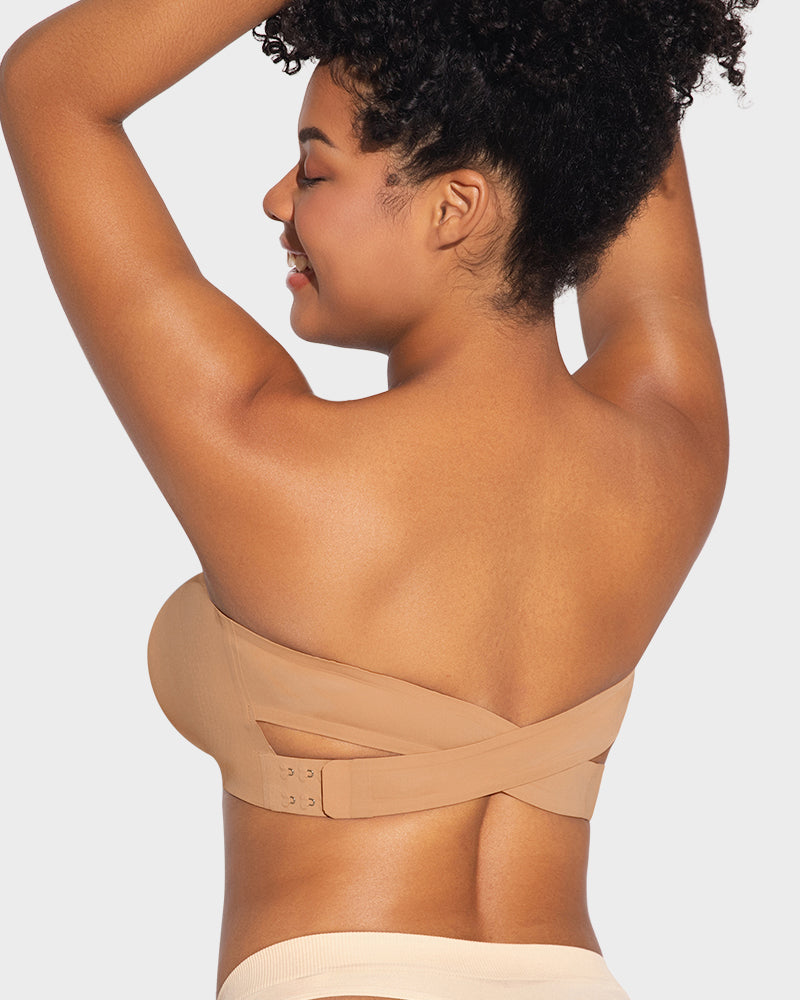 Non-Slip Crossover Bandeau Bra with Side Hook - FirmaHold