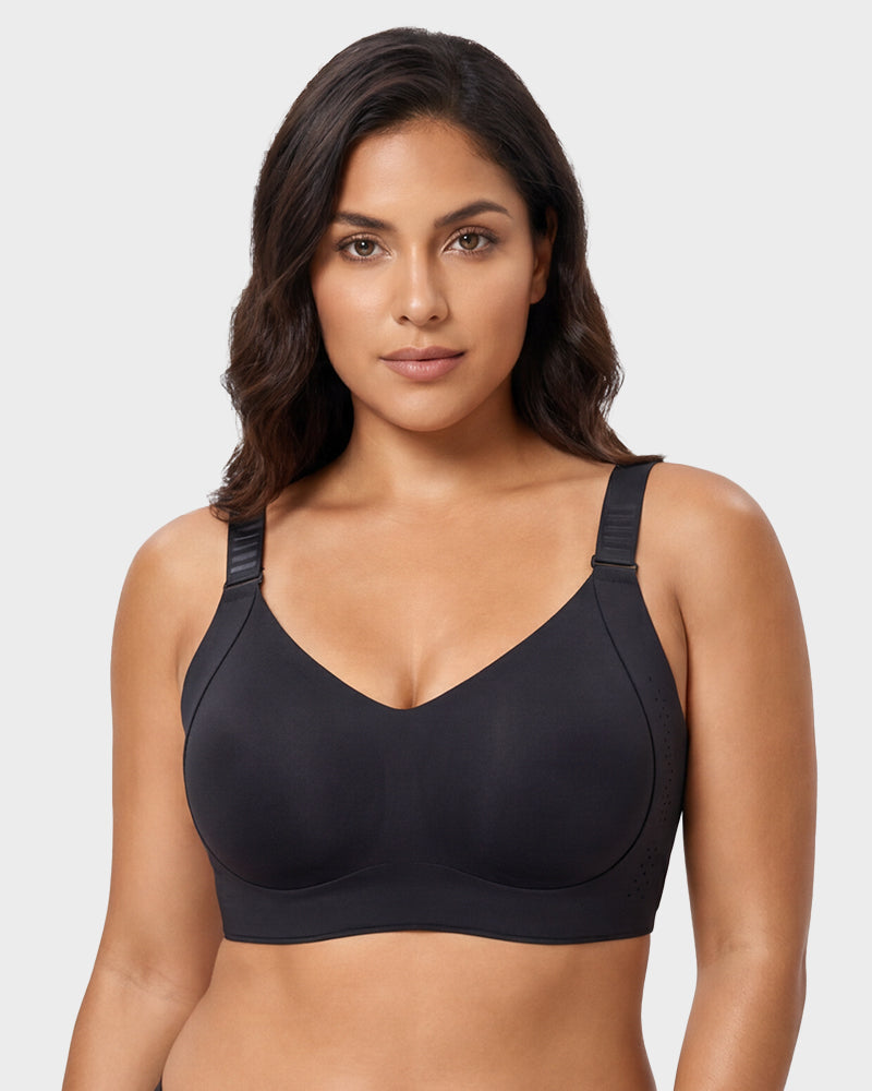 V-Neck Wireless Minimizer Bra with Adjustable Clasp - FirmaSmooth