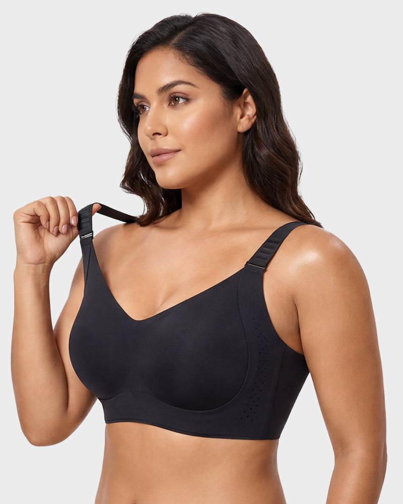 V-Neck Wireless Minimizer Bra with Adjustable Clasp - FirmaSmooth