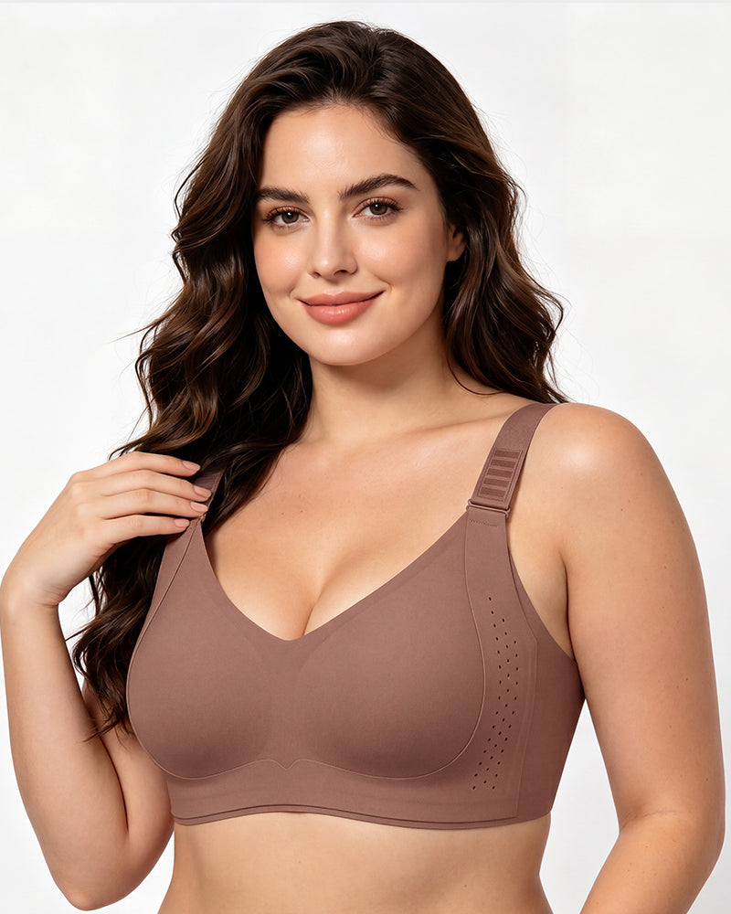 V-Neck Wireless Minimizer Bra with Adjustable Clasp - FirmaSmooth