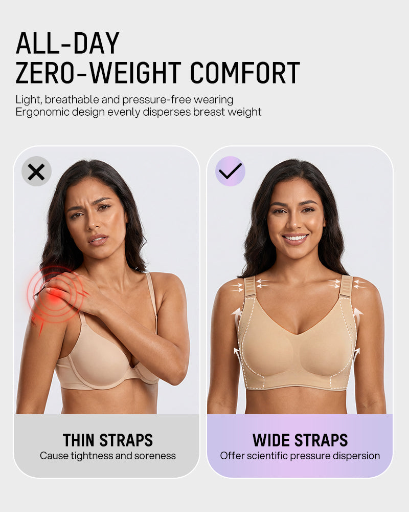 V-Neck Wireless Minimizer Bra with Adjustable Clasp - FirmaSmooth