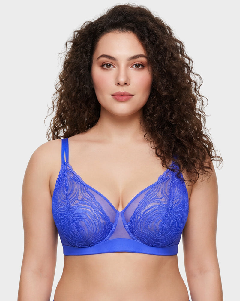 Plus Size Lace Mesh Underwire Bra - FirmaLace