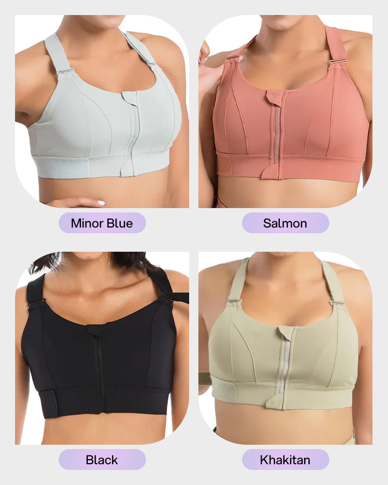 Plus Size Zip-Front High Impact Sports Bra - FirmaActive