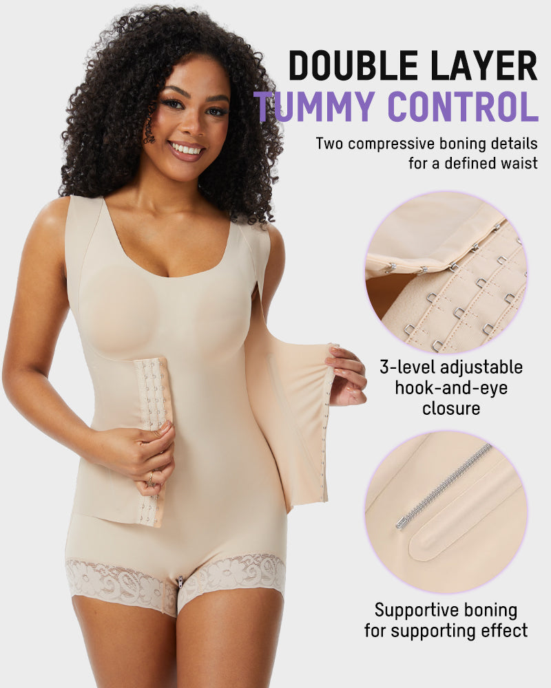 Double-Layer Power Mesh Tummy Sculpt Bodysuit - FirmaSculpt