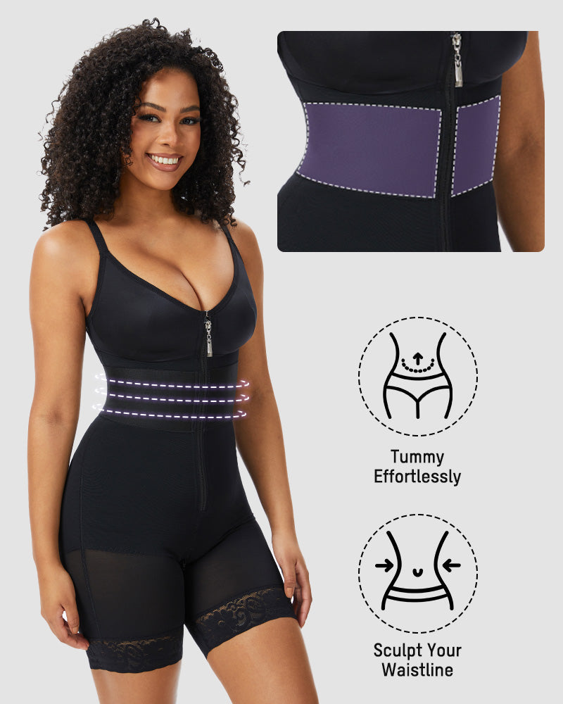 Power Mesh Deep-V Shapewear Bodysuit - FirmaSculpt
