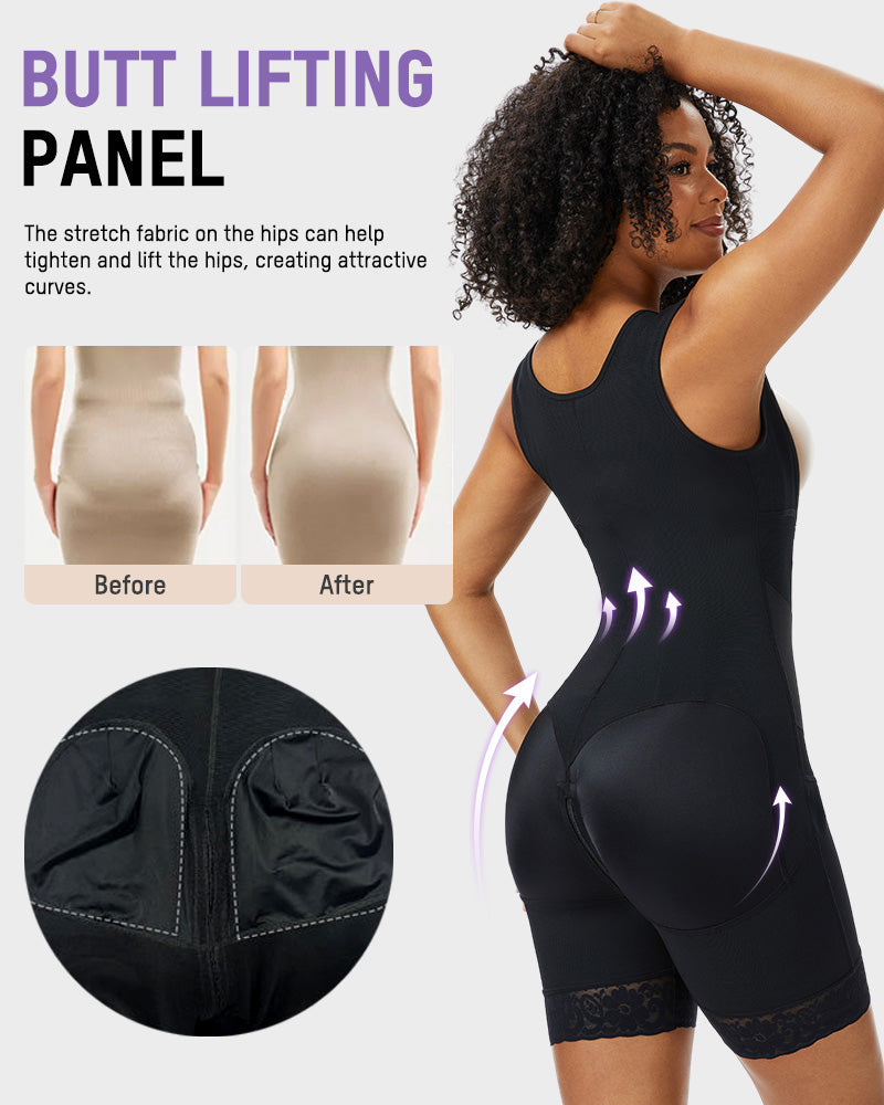 Power Mesh Open-Bust Full Body Shaper - FirmaSculpt
