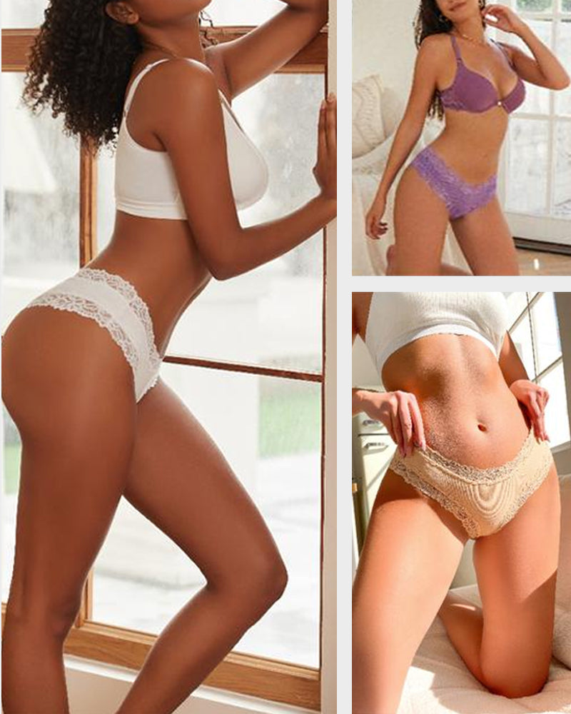 Ribbed Cotton Lace Mid-Rise Knickers 9-Pack - FirmaLace