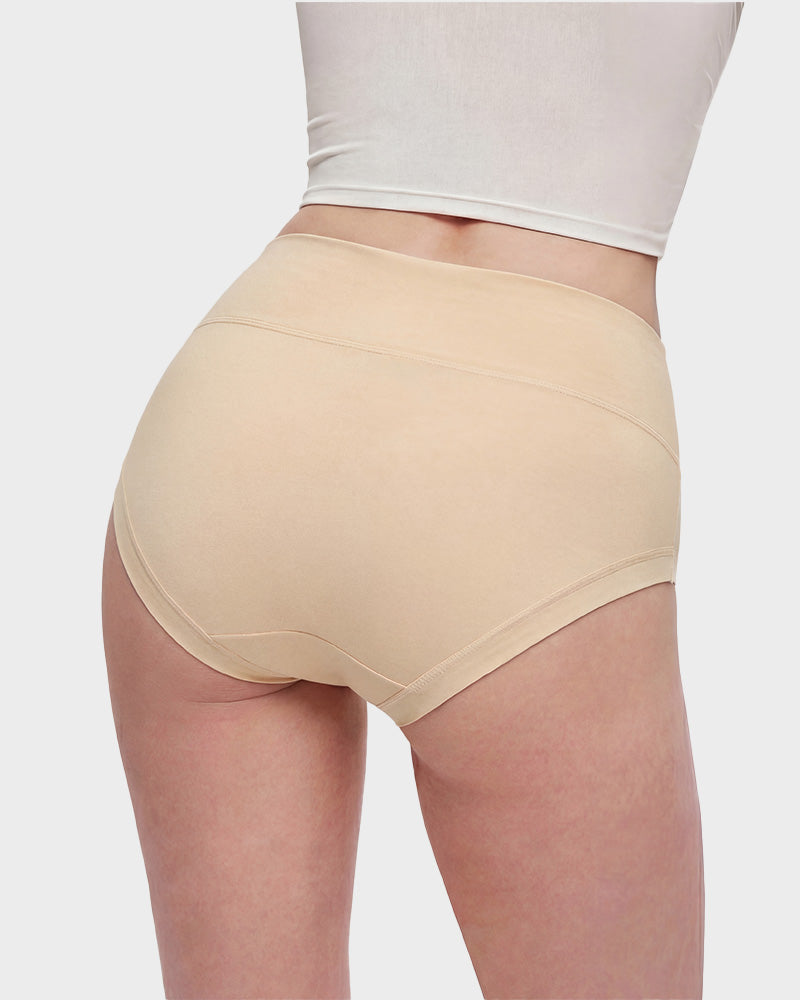 Seamless High-Waist Full Coverage Cotton Knickers 5-Pack - FirmaSoft