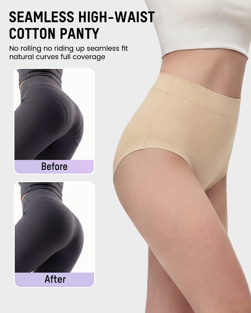 Seamless High-Waist Full Coverage Cotton Knickers 5-Pack - FirmaSoft