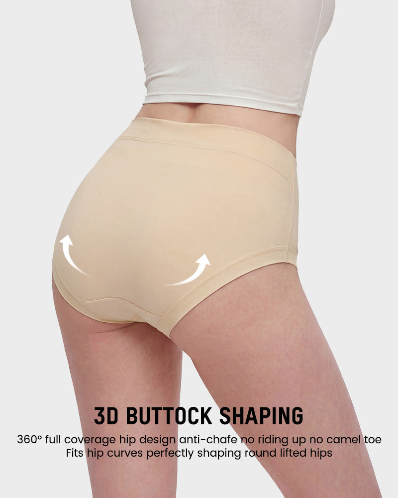Seamless High-Waist Full Coverage Cotton Knickers 5-Pack - FirmaSoft