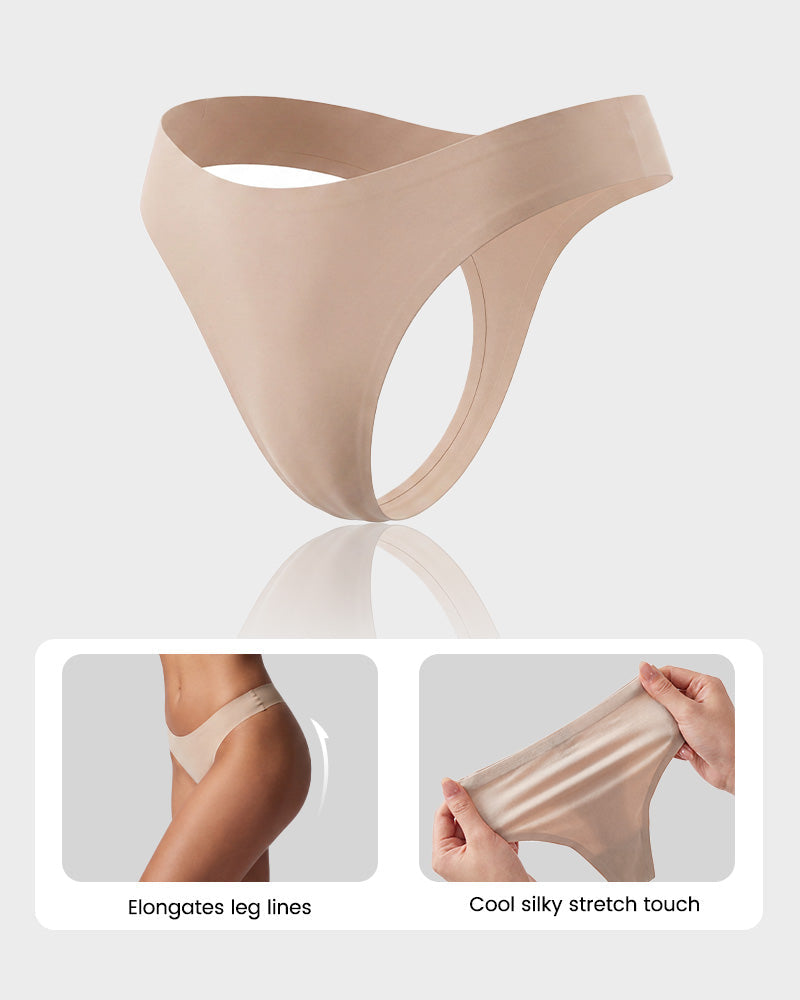 Seamless Ice Silk No-Show Thong Underwear 5-Pack - FirmaSmooth