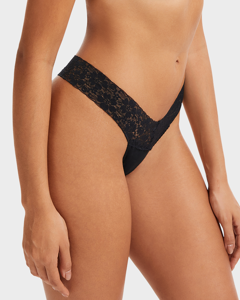 Seamless Low-Rise Lace Thong Knickers 3-Pack - FirmaLace