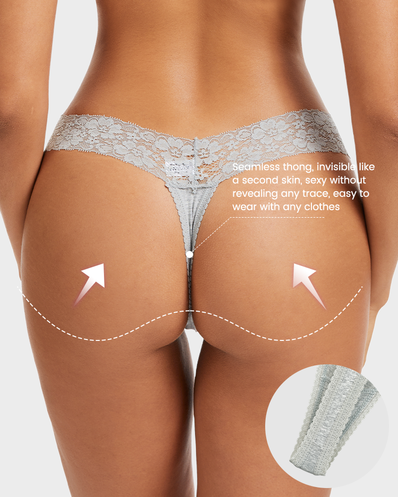 Seamless Low-Rise Lace Thong Knickers 3-Pack - FirmaLace