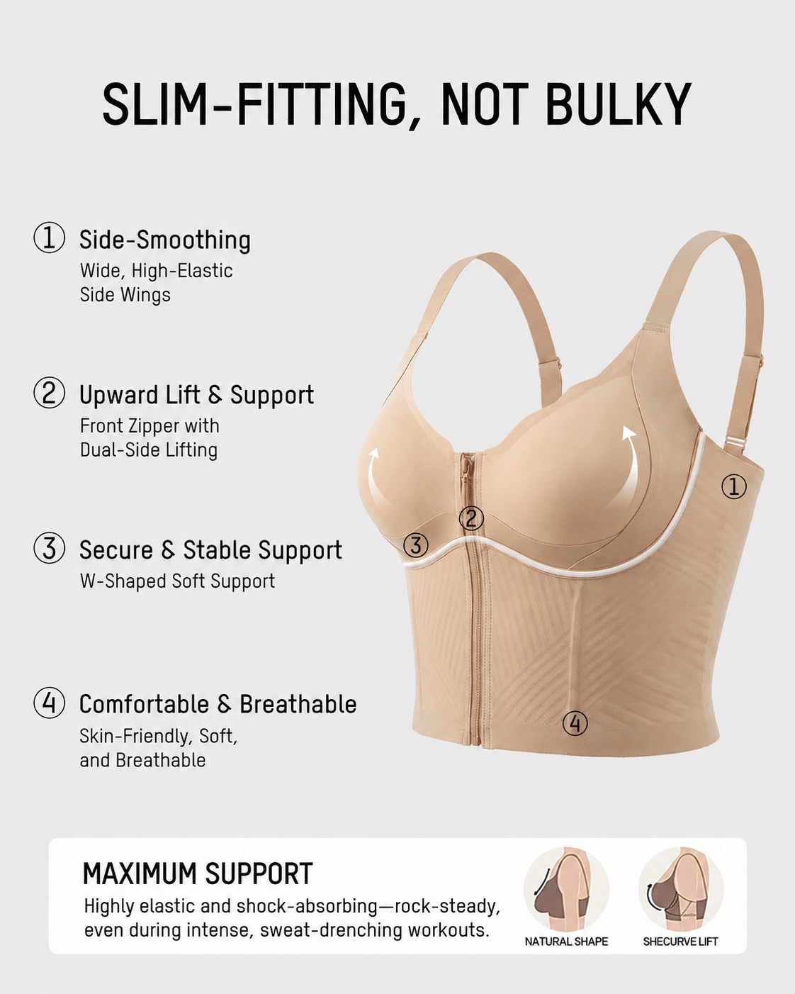 Zip-Front Longline Shaping Bra for Fuller Busts - FirmaSmooth