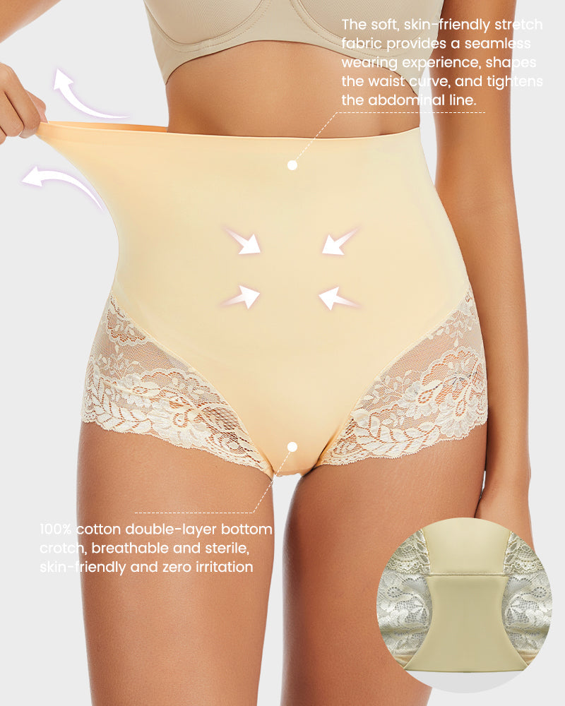 High-Waisted Sheer Lace Briefs 4-Pack - FirmaLace