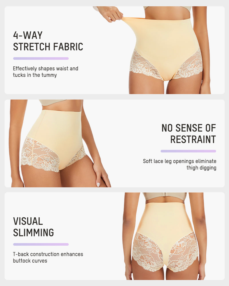 High-Waisted Sheer Lace Briefs 4-Pack - FirmaLace