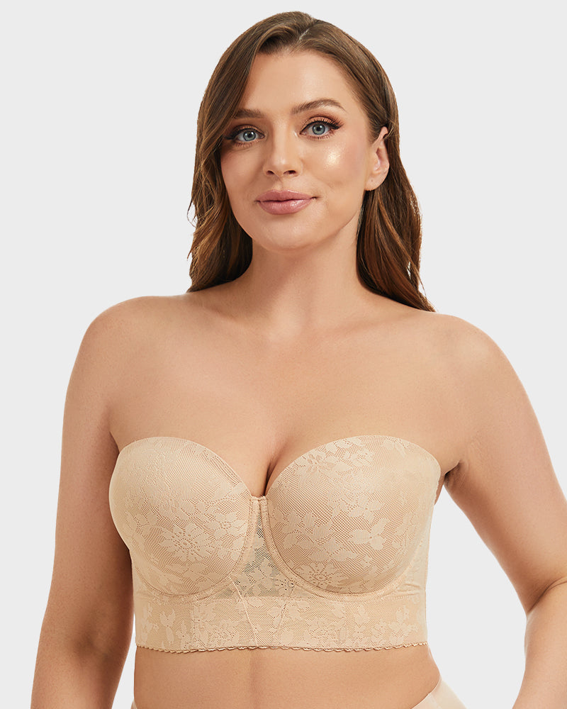 Longline Lace Strapless Underwire Bra - FirmaHold