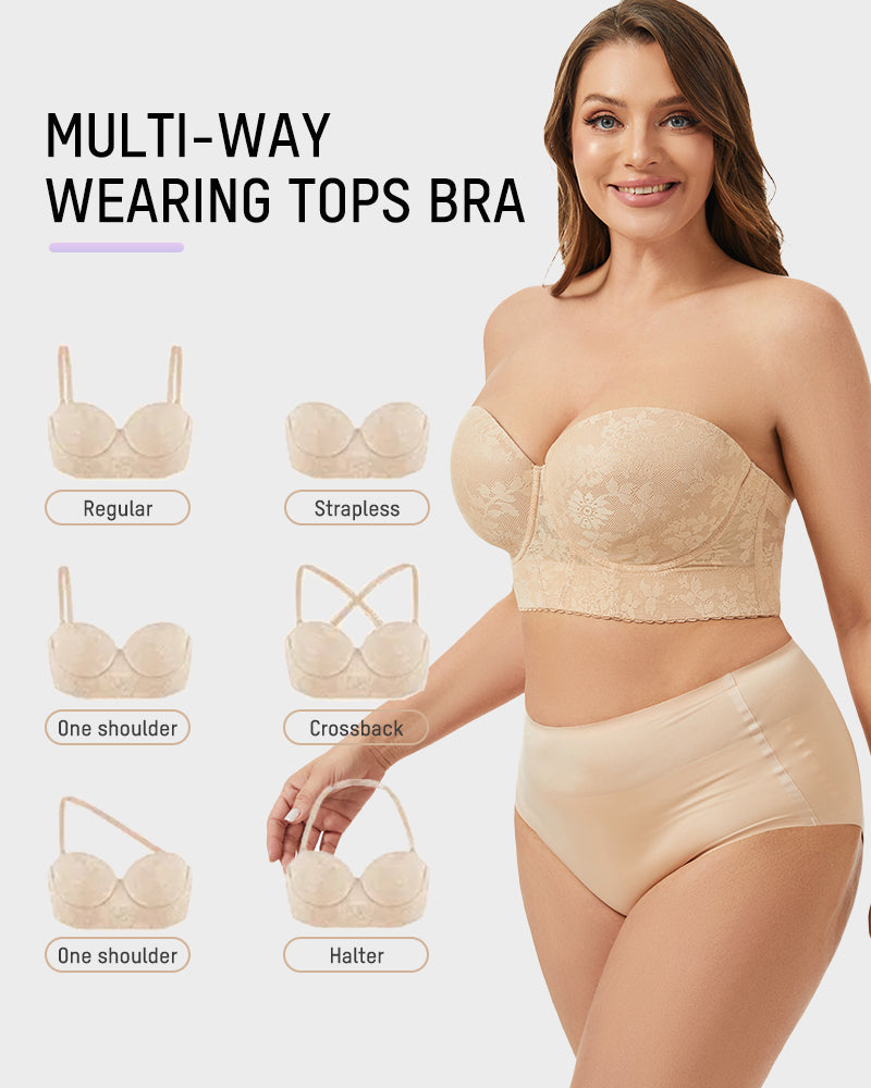 Longline Lace Strapless Underwire Bra - FirmaHold
