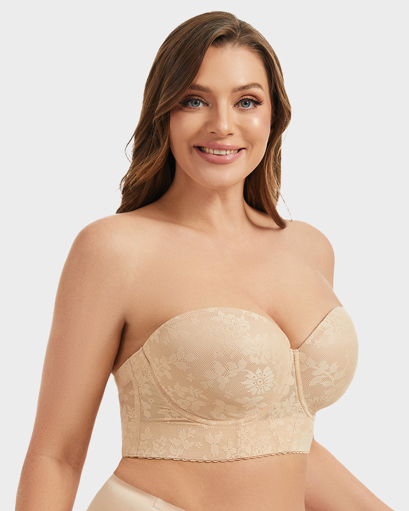 Longline Lace Strapless Underwire Bra - FirmaHold