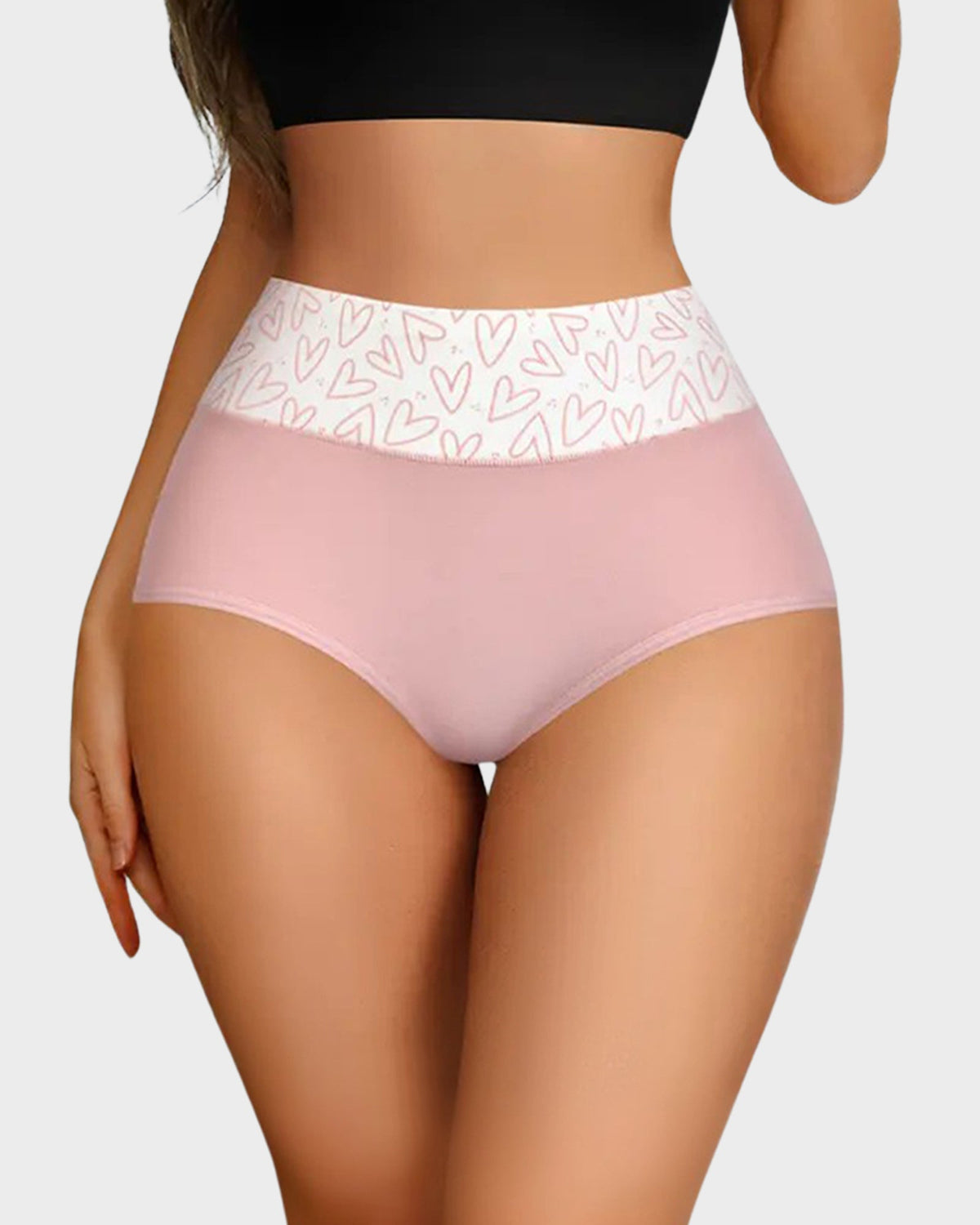 Soft Cotton Heart Print High-Waist Knickers 6-Pack - FirmaSoft