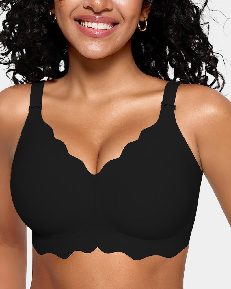 Full Coverage Wireless Jelly Bra with Scalloped Edges - FirmaSoft