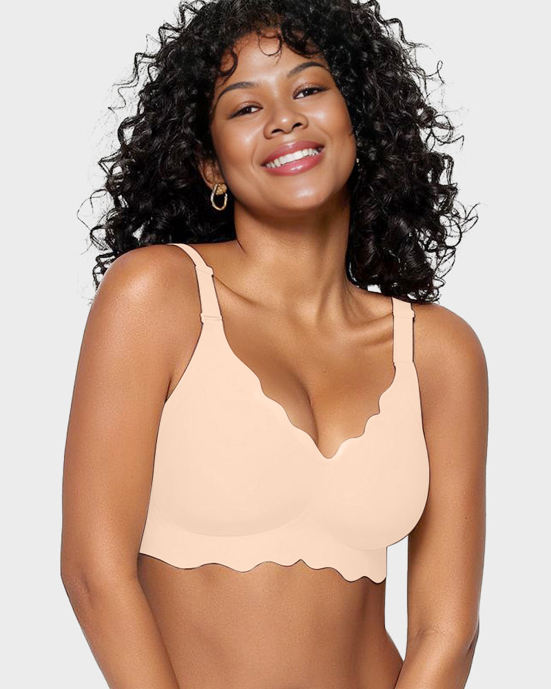 Full Coverage Wireless Jelly Bra with Scalloped Edges - FirmaSoft