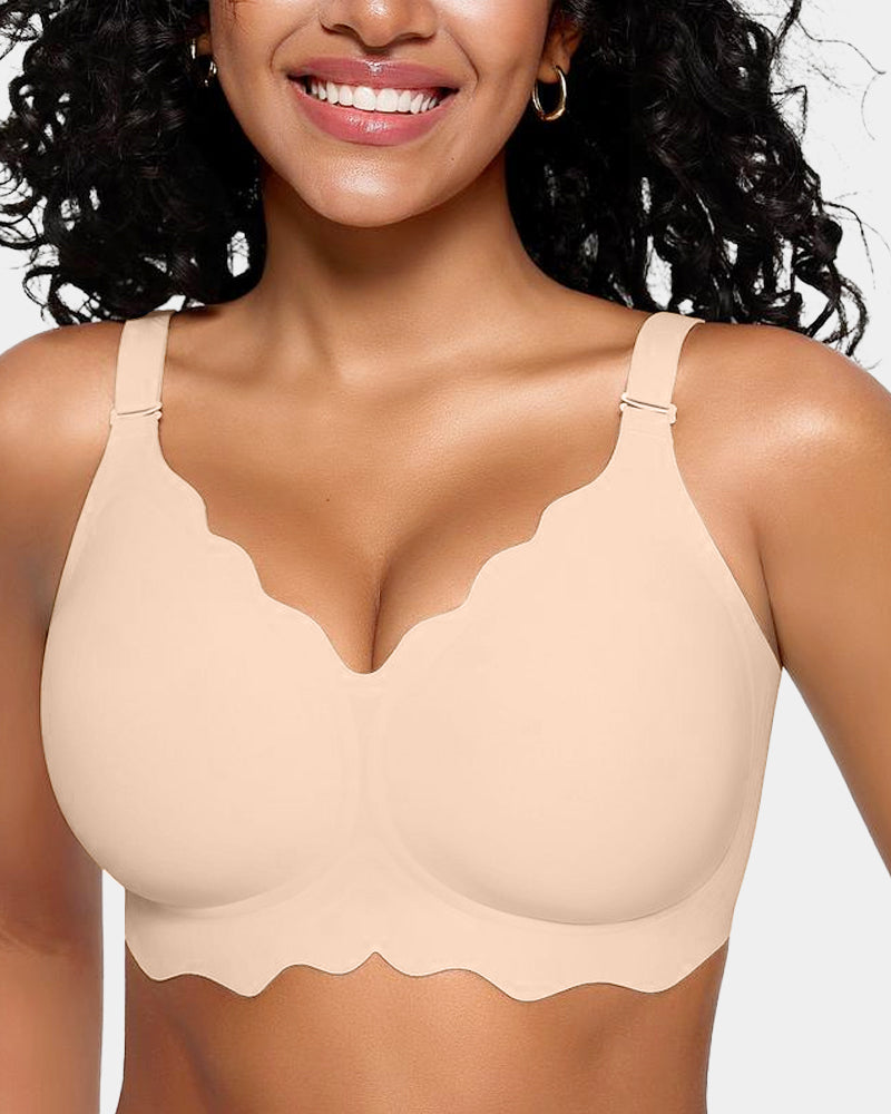 Full Coverage Wireless Jelly Bra with Scalloped Edges - FirmaSoft