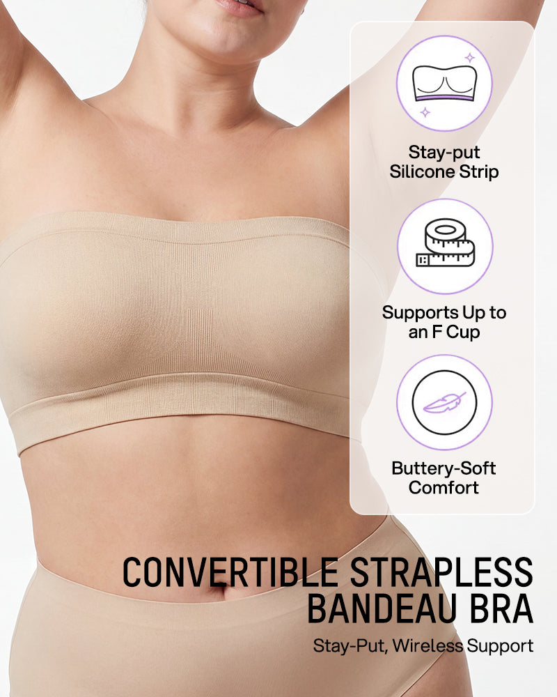 Stay-Put Wireless Seamless Bandeau Bra - FirmStay