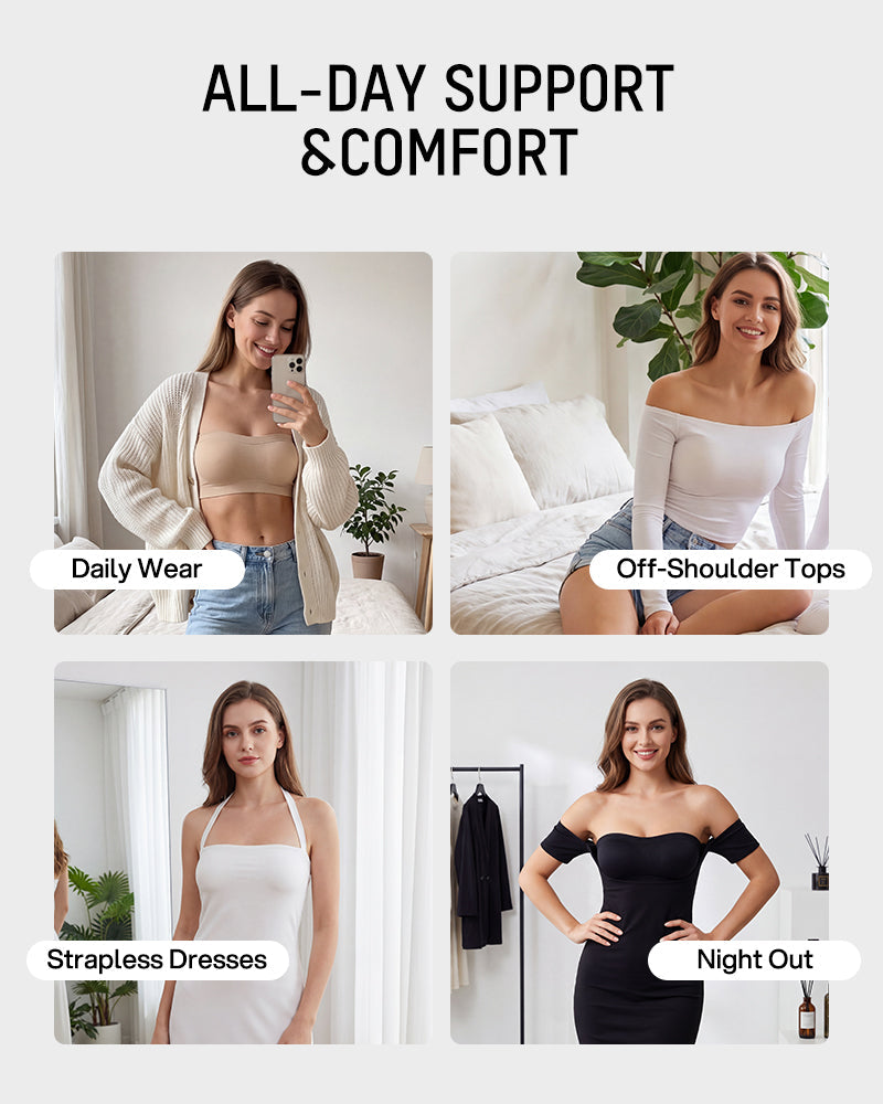 Stay-Put Wireless Seamless Bandeau Bra - FirmStay