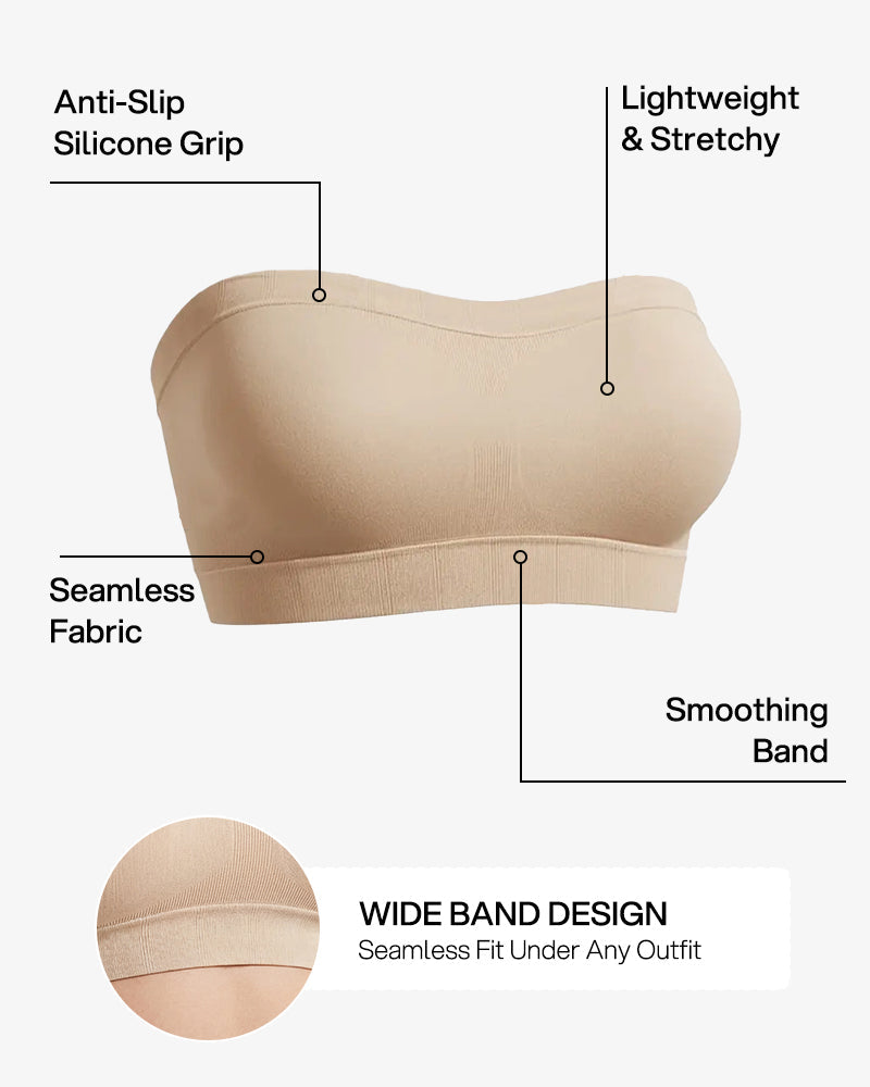 Stay-Put Wireless Seamless Bandeau Bra - FirmStay