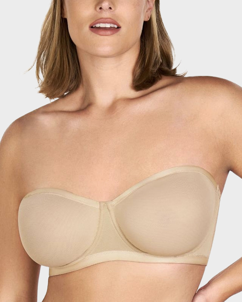 Strapless Mesh Underwire Balconette Bra - FirmaBreeze