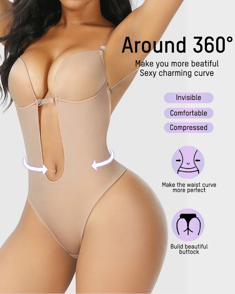 Strapless U-Plunge Thong Shaping Bodysuit - FirmaSculpt