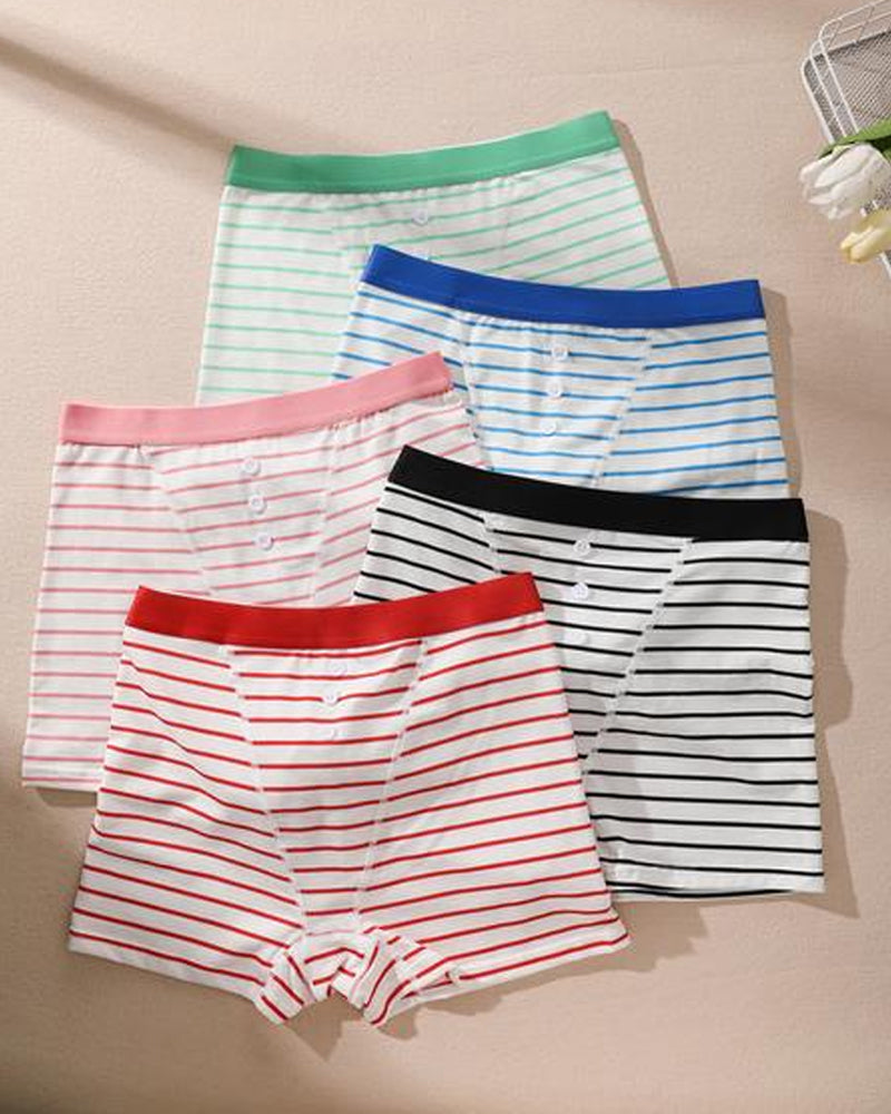 Striped Soft Breathable Boyshort Knickers 5-Pack - FirmaBreeze