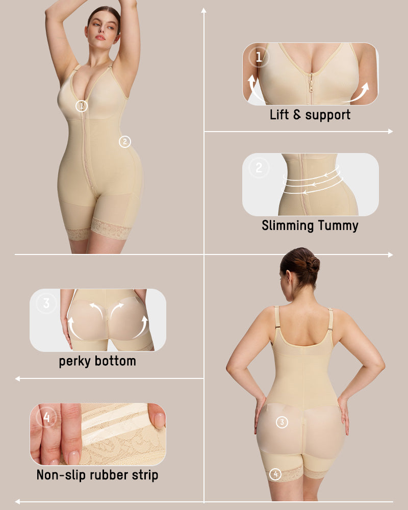 Colombian Tummy Control Butt-Lifting Shaper with Zipper Crotch - FirmaSculpt