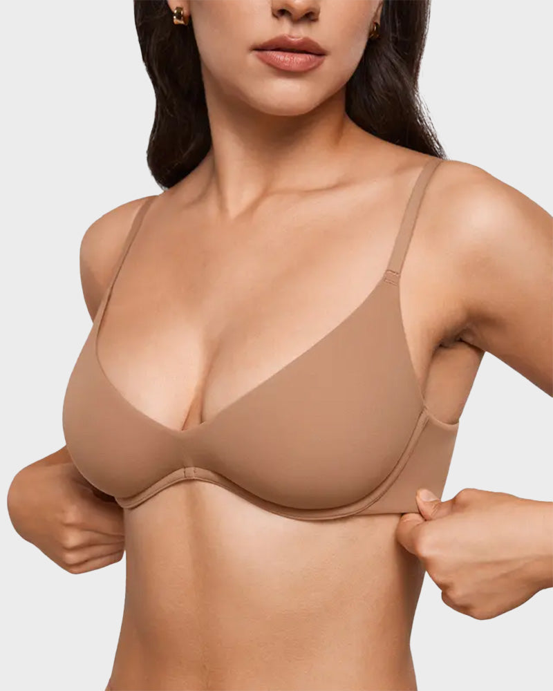 Unlined Plunge Balconette Bra with Underwire - FirmaLift