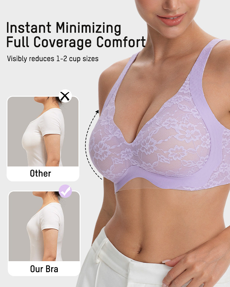 Wireless Lace Full Coverage Minimizer Bra - FirmaSmooth